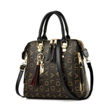 Women Crossbody Bag Letter Print Tassel Totes PU Leather Shoulder Bag