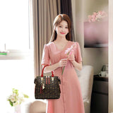 Women Crossbody Bag Letter Print Tassel Totes PU Leather Shoulder Bag