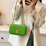 Women Green PU Leather Crossbody Bag Chain Shoulder Bag Ladies Brown Phone Sling