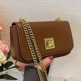 Women Green PU Leather Crossbody Bag Chain Shoulder Bag Ladies Brown Phone Sling