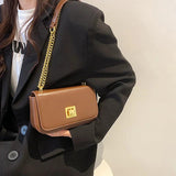 Women Green PU Leather Crossbody Bag Chain Shoulder Bag Ladies Brown Phone Sling
