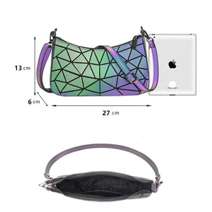 Luminous Geometry Leather Sling Bag for Women