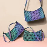 Luminous Geometry Leather Sling Bag for Women