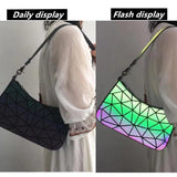 Luminous Geometry Leather Sling Bag for Women