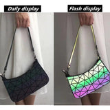 Luminous Geometry Leather Sling Bag for Women