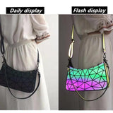 Luminous Geometry Leather Sling Bag for Women