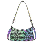 Luminous Geometry Leather Sling Bag for Women