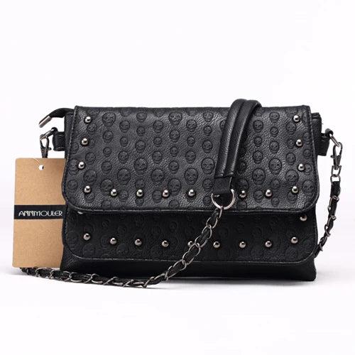 Skull Rivet Chain Crossbody Bag for Women