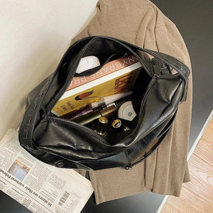 Vintage Big Ladies Crossbody Bag Soft Leather Messenger Bag