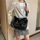 Vintage Big Ladies Crossbody Bag Soft Leather Messenger Bag
