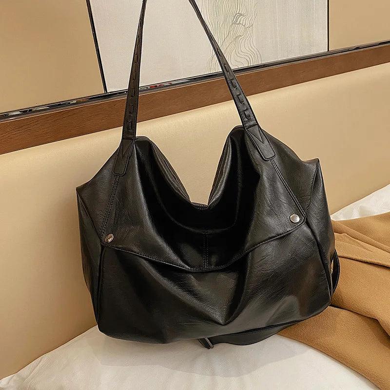 Vintage Big Ladies Crossbody Bag Soft Leather Messenger Bag