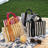 Women Crossbody Bag Striped Shoulder Bags Canvas Tote Handbags