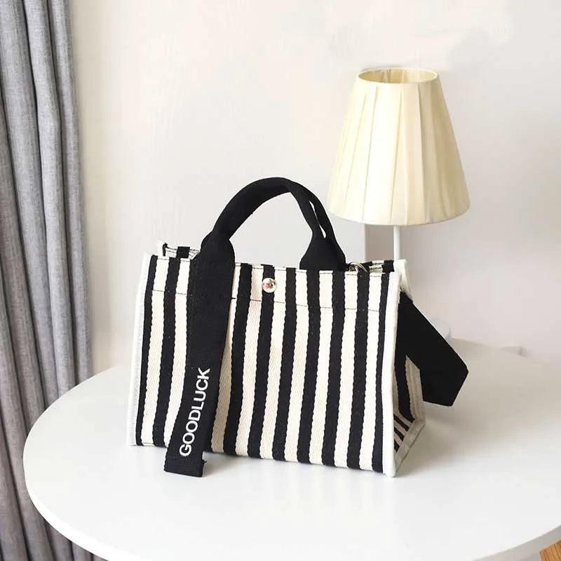 Women Crossbody Bag Striped Shoulder Bags Canvas Tote Handbags