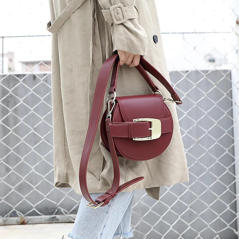Round Saddle Bag for Women Crossbody Bags Ladies Handbag Totes