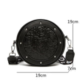 Leather Shoulder Bag Round Cowhide Ladies Handbags Crossbody Bag