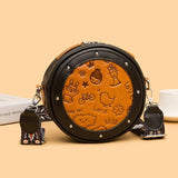 Leather Shoulder Bag Round Cowhide Ladies Handbags Crossbody Bag