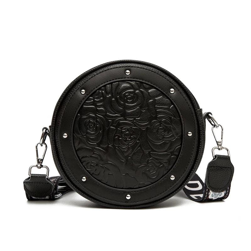 Leather Shoulder Bag Round Cowhide Ladies Handbags Crossbody Bag