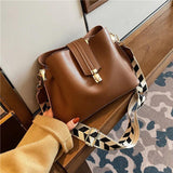 Soft PU Leather Bucket Shoulder Bags for Women