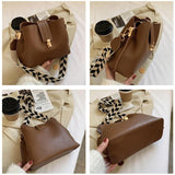 Soft PU Leather Bucket Shoulder Bags for Women