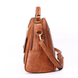 Women Shoulder Bag Handbag Pu Leather Double Zipper Tote Bag Brown