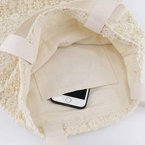 Hollow Lace Tote Bag Women Shoulder Handbag Large Capacity