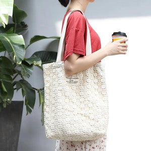 Hollow Lace Tote Bag Women Shoulder Handbag Large Capacity