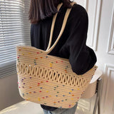 Summer Straw Handbags for Women Hollow Beach Woven Messenger Shoulder Bags