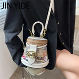 Graffiti Horseshoe Women High Leather Shoulder Bag Purses Handbags Crossbody