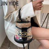 Graffiti Horseshoe Women High Leather Shoulder Bag Purses Handbags Crossbody