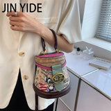 Graffiti Horseshoe Women High Leather Shoulder Bag Purses Handbags Crossbody