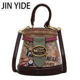 Graffiti Horseshoe Women High Leather Shoulder Bag Purses Handbags Crossbody