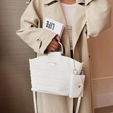 PU Leather Crossbody Bag Wooden Handle Tote for Party Cluth Purses