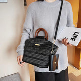 PU Leather Crossbody Bag Wooden Handle Tote for Party Cluth Purses