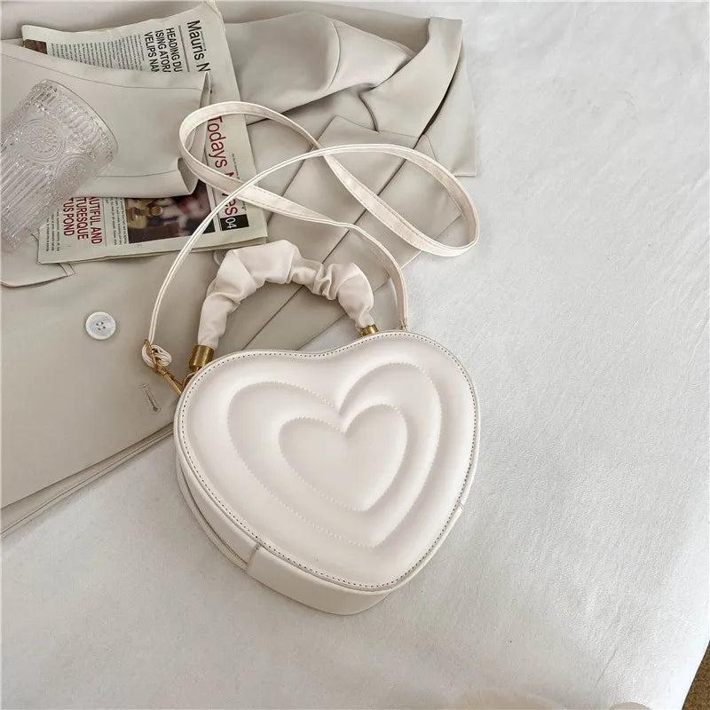Summer Heart-shaped Shoulder Bags Women PU Leather Crossbody Vintage Hand Bags