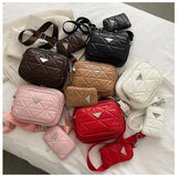 Diamond Lattice Crossbody Bag for Women with Wide Strap