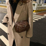 Diamond Lattice Crossbody Bag for Women with Wide Strap