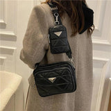 Diamond Lattice Crossbody Bag for Women with Wide Strap