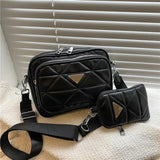 Diamond Lattice Crossbody Bag for Women with Wide Strap
