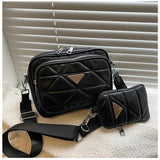 Diamond Lattice Crossbody Bag for Women with Wide Strap