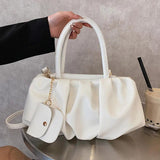Women Large Capacity Fold Handbags Ladies Yellow Pu Leather Shoulder Bags