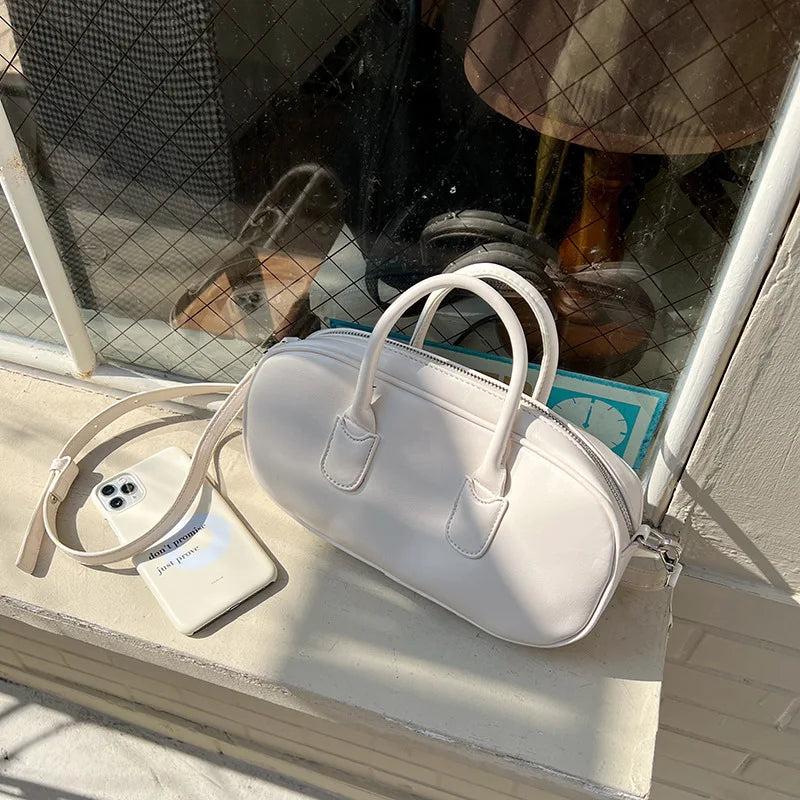 Vintage Ladies Handbags Crossbody Tote Bag PU Leather Shoulder Bag Red