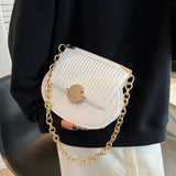 Women Orange Saddle Bag Chain Shoulder Bag Crossbody Bag