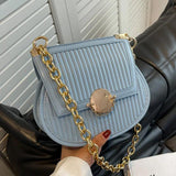 Women Orange Saddle Bag Chain Shoulder Bag Crossbody Bag