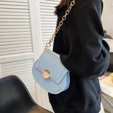 Women Orange Saddle Bag Chain Shoulder Bag Crossbody Bag