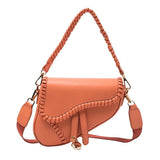 Twisted Weave Leather Saddle Shape Handbag