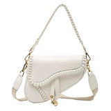Twisted Weave Leather Saddle Shape Handbag