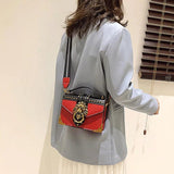 Metal Lion Head Shoulder Bag Mini Square Messenger Bag