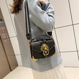 Metal Lion Head Shoulder Bag Mini Square Messenger Bag