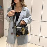 Metal Lion Head Shoulder Bag Mini Square Messenger Bag