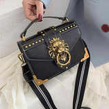 Metal Lion Head Shoulder Bag Mini Square Messenger Bag